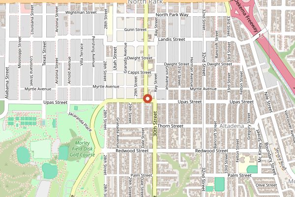 Map showing Modern Times North Park Flavordome in San Diego