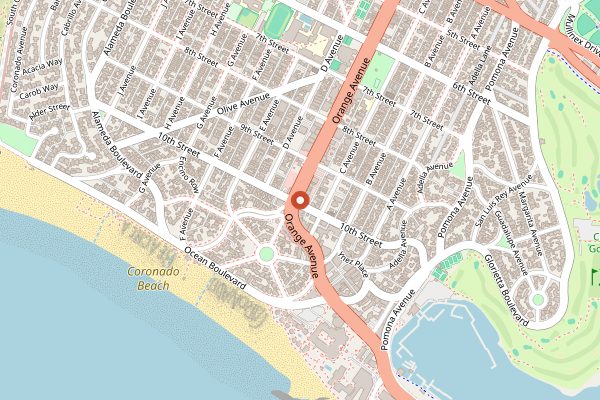 Map showing Clayton's Coffee Shop in San Diego