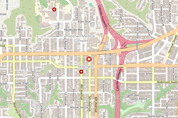 Map showing Snooze, an A.M. Eatery in San Diego