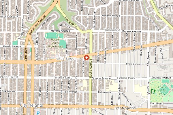 Map showing Pho Hoa in San Diego