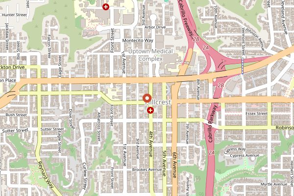 Map showing Bread and Cie Cafe in San Diego