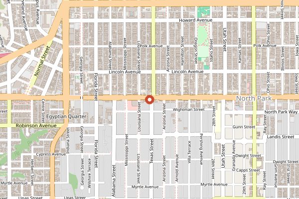 Map showing Communal Coffee in San Diego