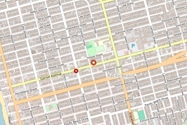 Map showing Hammond's Gourmet Ice Cream in San Diego