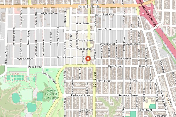 Map showing Lefty's Chicago Pizzeria in San Diego