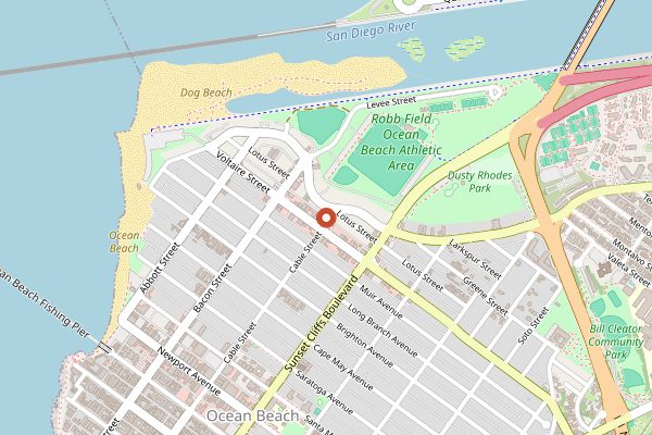 Map showing OB Noodle House in San Diego