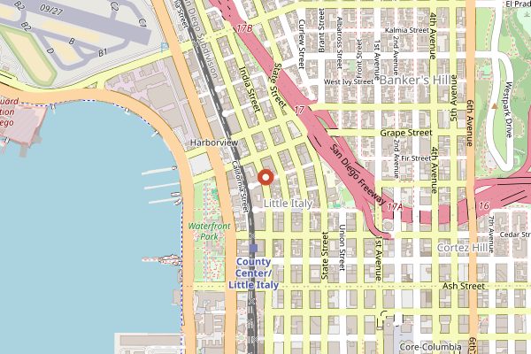 Map showing Underbelly in San Diego