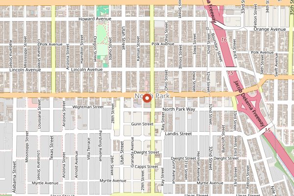 Map showing Holsem Coffee in San Diego