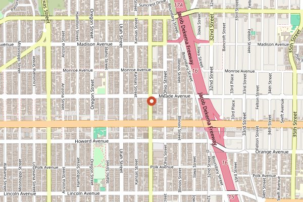 Map showing James Coffee Co North Park in San Diego