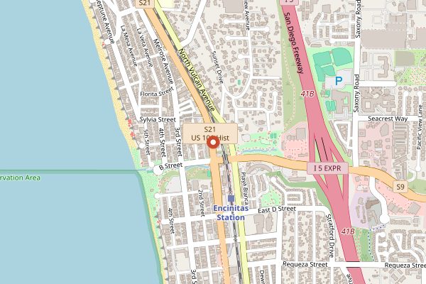 Map showing Lofty Coffee Encinitas in San Diego
