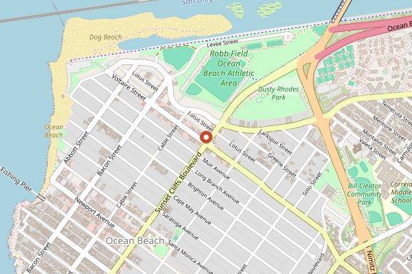 Map showing Plant Power Fast Food in San Diego