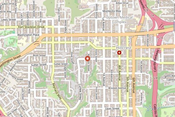 Map showing Starry Lane Bakery in San Diego