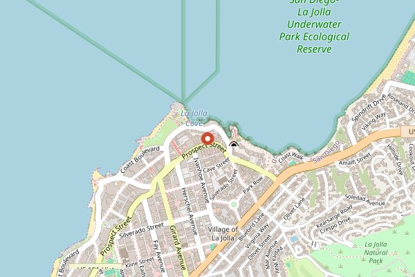 Map showing George's at the Cove in San Diego