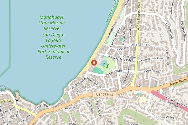 Map showing The Marine Room in San Diego