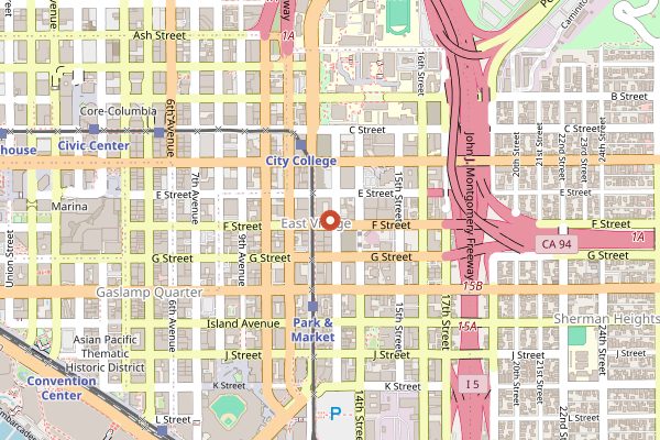 Map showing Lola 55 in San Diego