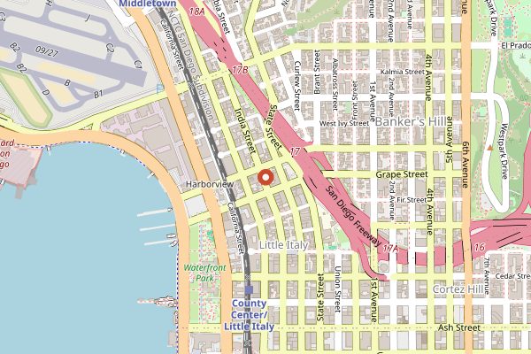 Map showing Mona Lisa Italian Foods in San Diego