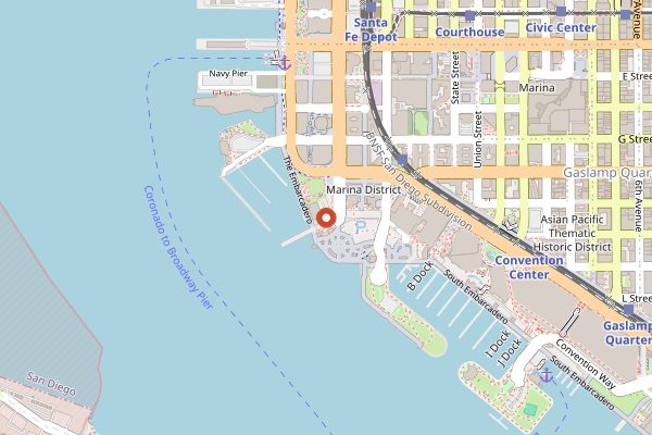 Map showing Tuna Harbor Dockside Market in San Diego
