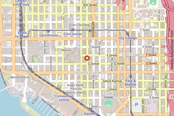 Map showing The Tipsy Crow in San Diego