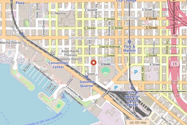 Map showing Altitude Sky Lounge in San Diego