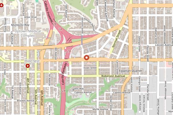 Map showing Gossip Grill in San Diego