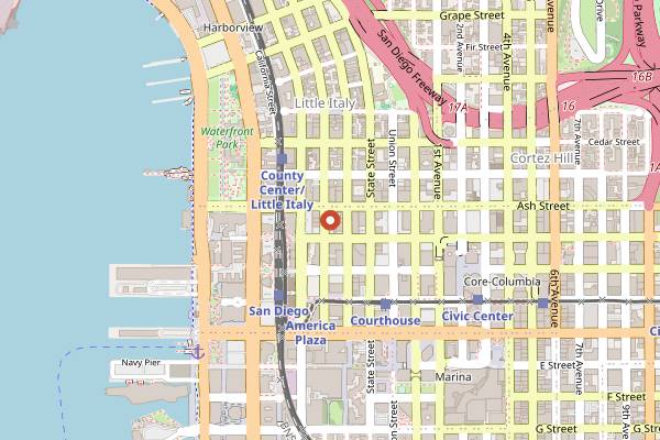 Map showing Music Box in San Diego