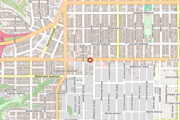 Map showing Pecs Bar in San Diego