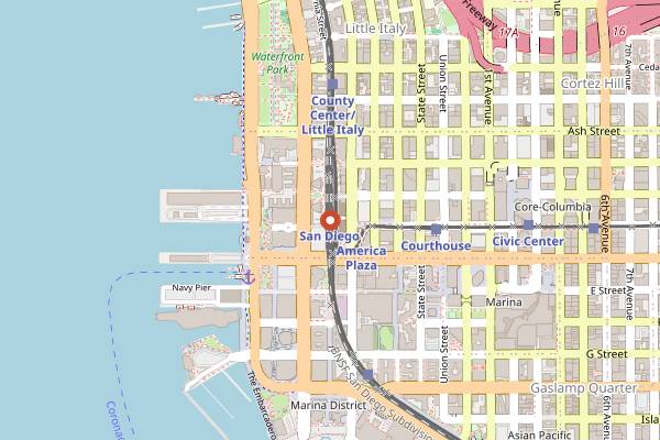Map showing Rustic Root Wisteria Rooftop in San Diego