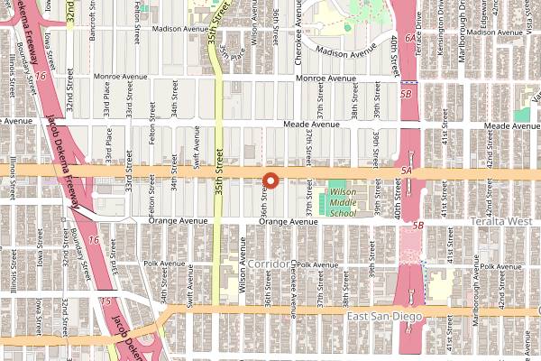 Map showing Soda Bar in San Diego