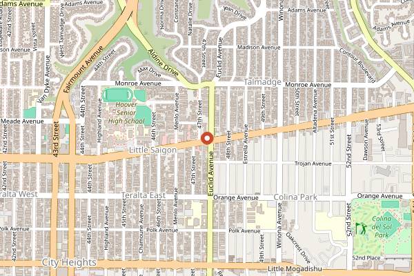 Map showing Til-Two Club in San Diego