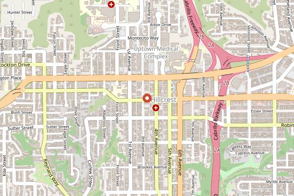 Map showing Urban Mo's Bar and Grill in San Diego