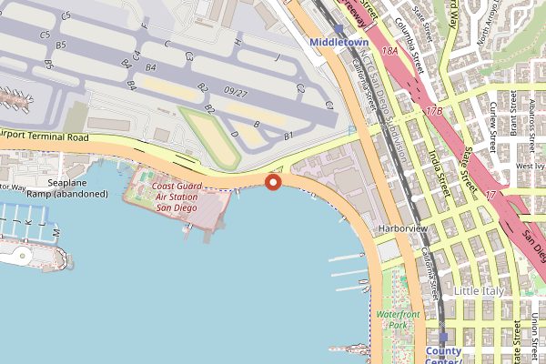 Map showing Carnitas' Snack Shack Embarcadero in San Diego