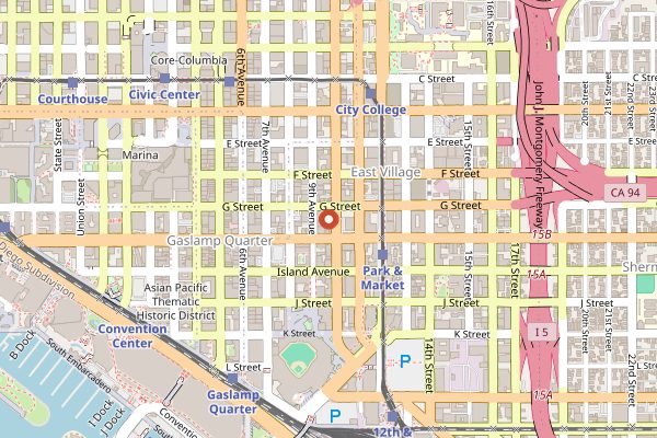 Map showing Cowboy Star in San Diego