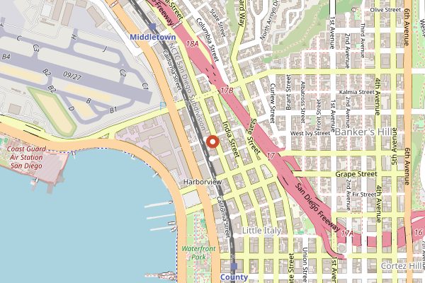 Map showing The Crack Shack in San Diego