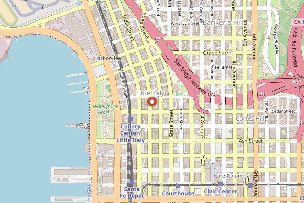 Map showing Davanti Enoteca in San Diego