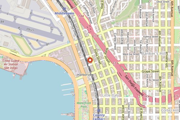 Map showing Juniper and Ivy in San Diego