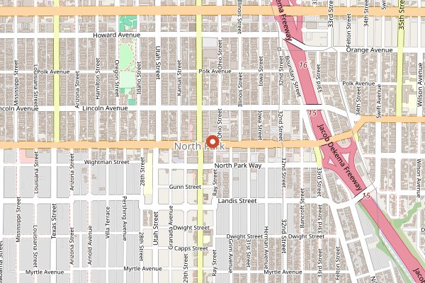 Map showing City Tacos North Park in San Diego