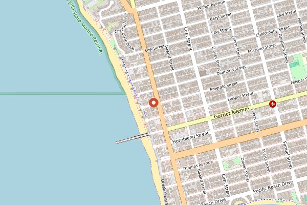 Map showing Oscar's Mexican Seafood in San Diego