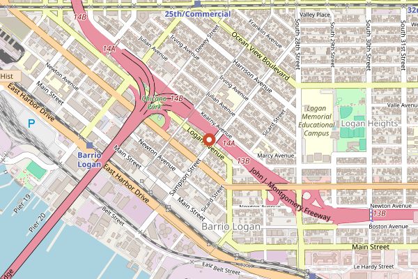 Map showing Salud Tacos in San Diego