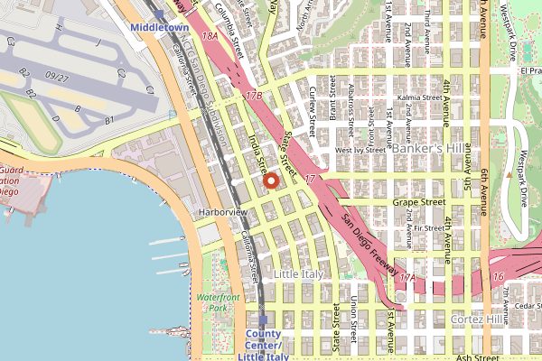 Map showing Vino Carta in San Diego