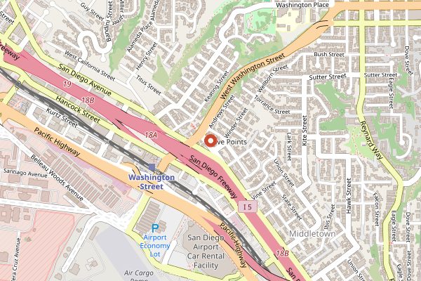 Map showing Wine Vault and Bistro in San Diego