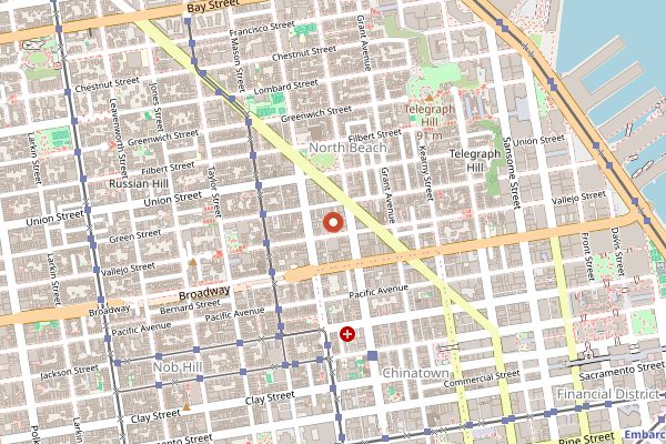 Map showing Boudin Bakery in San Francisco