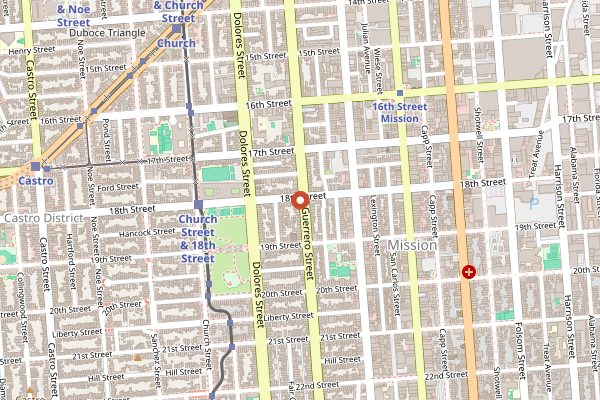 Map showing Tartine Bakery in San Francisco