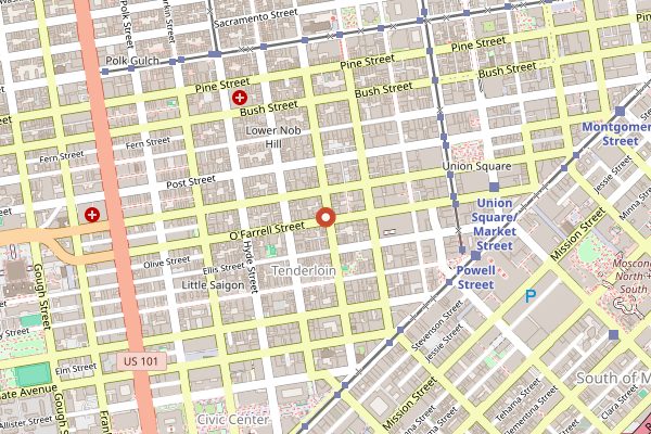 Map showing Bourbon & Branch in San Francisco