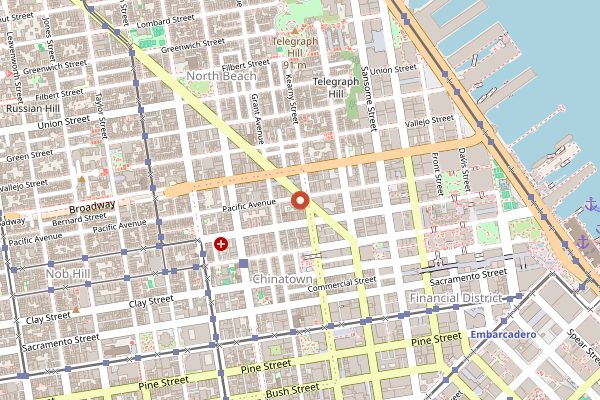 Map showing Comstock Saloon in San Francisco