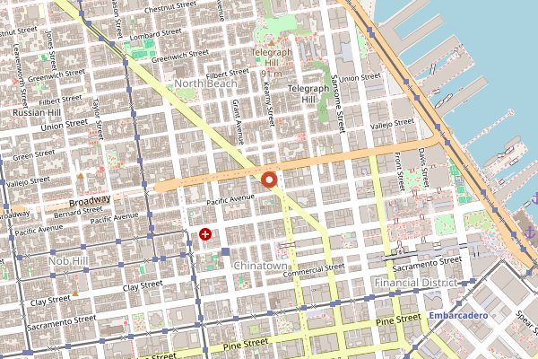 Map showing Tosca Cafe in San Francisco