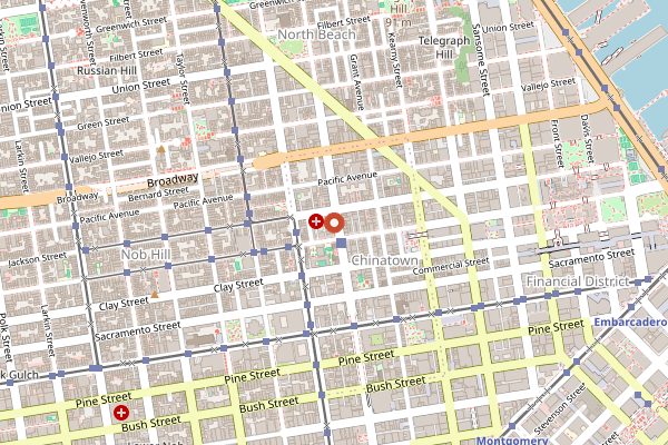 Map showing Good Mong Kok Bakery in San Francisco