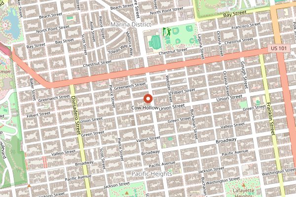 Map showing Rooster & Rice in San Francisco