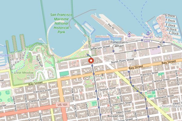 Map showing The Buena Vista Cafe in San Francisco