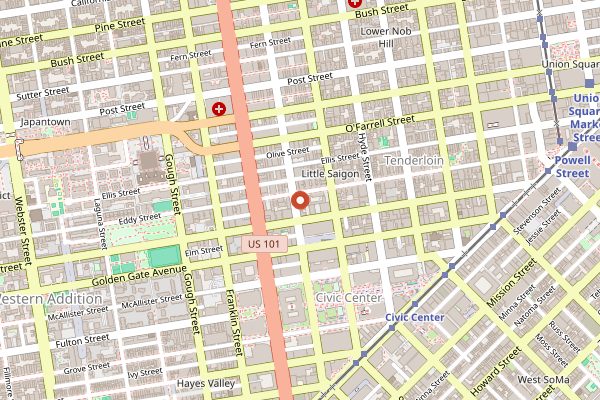 Map showing Brenda's French Soul Food in San Francisco