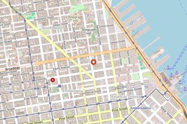 Map showing Cotogna in San Francisco