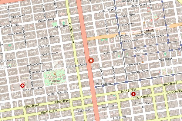 Map showing House of Prime Rib in San Francisco
